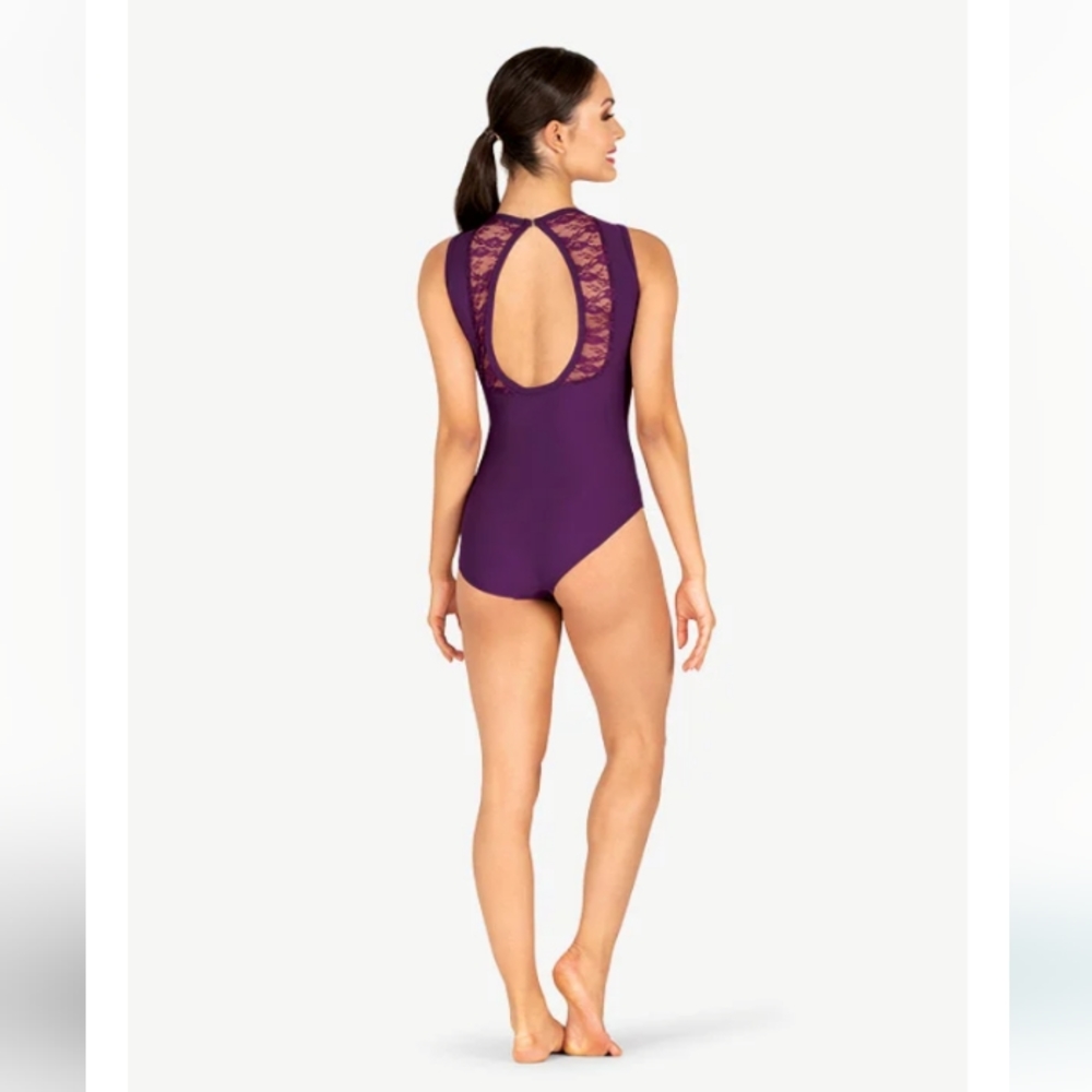 Lace Insert Tank Leotard - Picture 2 of 7